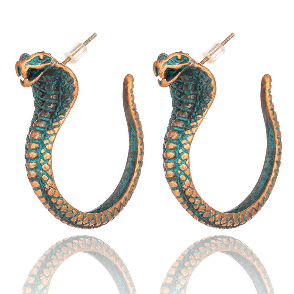 Chic Antique Green Snake Drop Earrings 2022 Latest Party Personality Cobra Dangle Earrings for Women Punk Fashion Jewelry Gifts