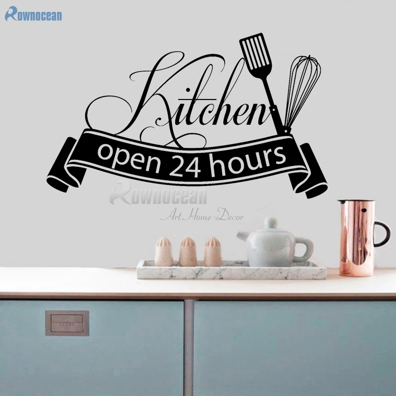 Open 24 hours Kitchen Wall Stickers Vinyl Home Decor Art Decals Quotes Self-adhesive film Muursticker Decoration DIY Mural D599 Open 24 hours Kitchen Wall Stickers Vinyl Home Decor Art Decals Quotes Self-adhesive film Muursticker Decoration DIY Mural D599