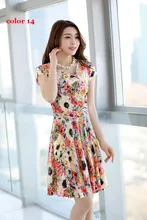 Women summer dress 2016 summer new Styles plus size women printed waist show thin Casual Beach Maxi Dresses