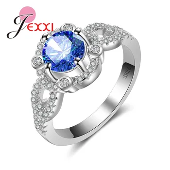 

Hollow Out 925 Sterling Silver Engagement Rings For Women Fashion Bands Style Cubic Zircon Crystal Wedding Ring Jewelry