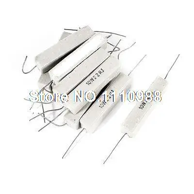 

10 Pcs 10 Watt Power Wirewound Radial Ceramic Cement Resistor 22 Ohm