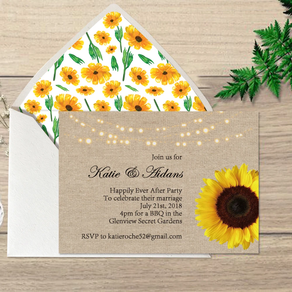 Undangan Pernikahan Bunga Matahari Floral Undangan Pernikahan Kartu