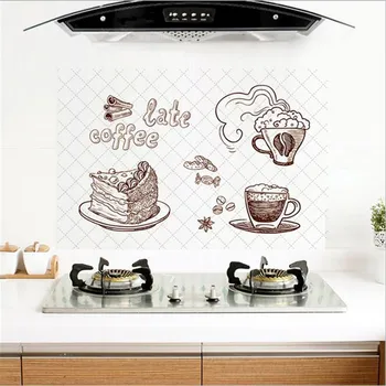 New kitchen oil proof wall stickers aluminum foil high temperature self adhesive greaseproof paper tile stickers for kitchen L