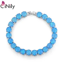 CiNily белый и синий огненный опал камень звено Браслет Посеребренная цепь роскошный большой Бохо обручение летние ювелирные изделия для женщин