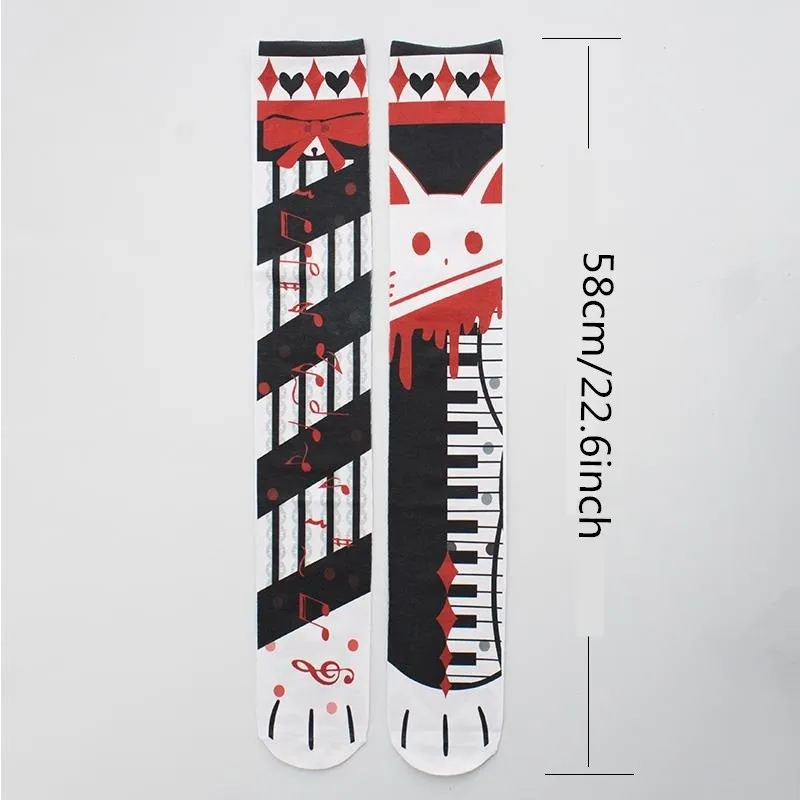2019 1 Pair cute cat Long Knee Sock Girls Womens Fashion printed thin Nylon Stockings Opaque Female High Over Knee Socks 5S-SW02