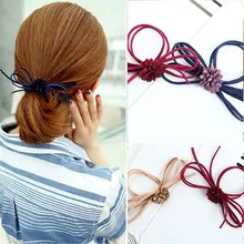 1pc Women Hair Bow Flower Elastic Hair Bands Rope Ties Floral Headwear Headband Hair Styling Tools Hair Accessories