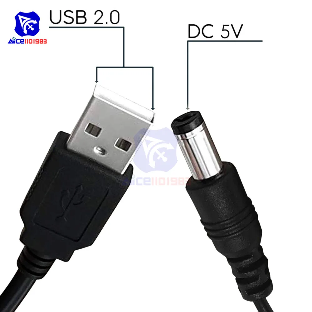 USB 2,0 A штекер для постоянного тока 5,5x2,1 мм 5 в Штекерный разъем постоянного тока зарядный разъем кабель питания USB для 5,5*2,1 мм DC разъем питания зарядный кабель