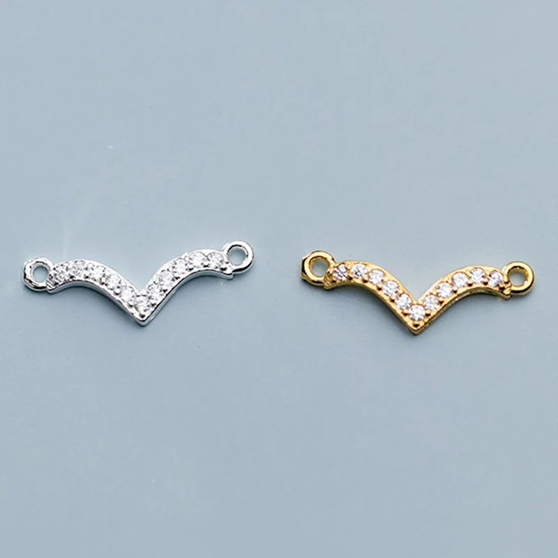 

925 Sterling Silver AAA Zircon Paved Seagull Charm Connectors 17x6mm Simple Design Silver Connector Pendants DIY Jewelry Making