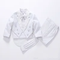 2018 Formal fashion white/black baby boys suit 5pcs kids blazers boy suit for wedding prom spring autumn wedding dress boy suits 3
