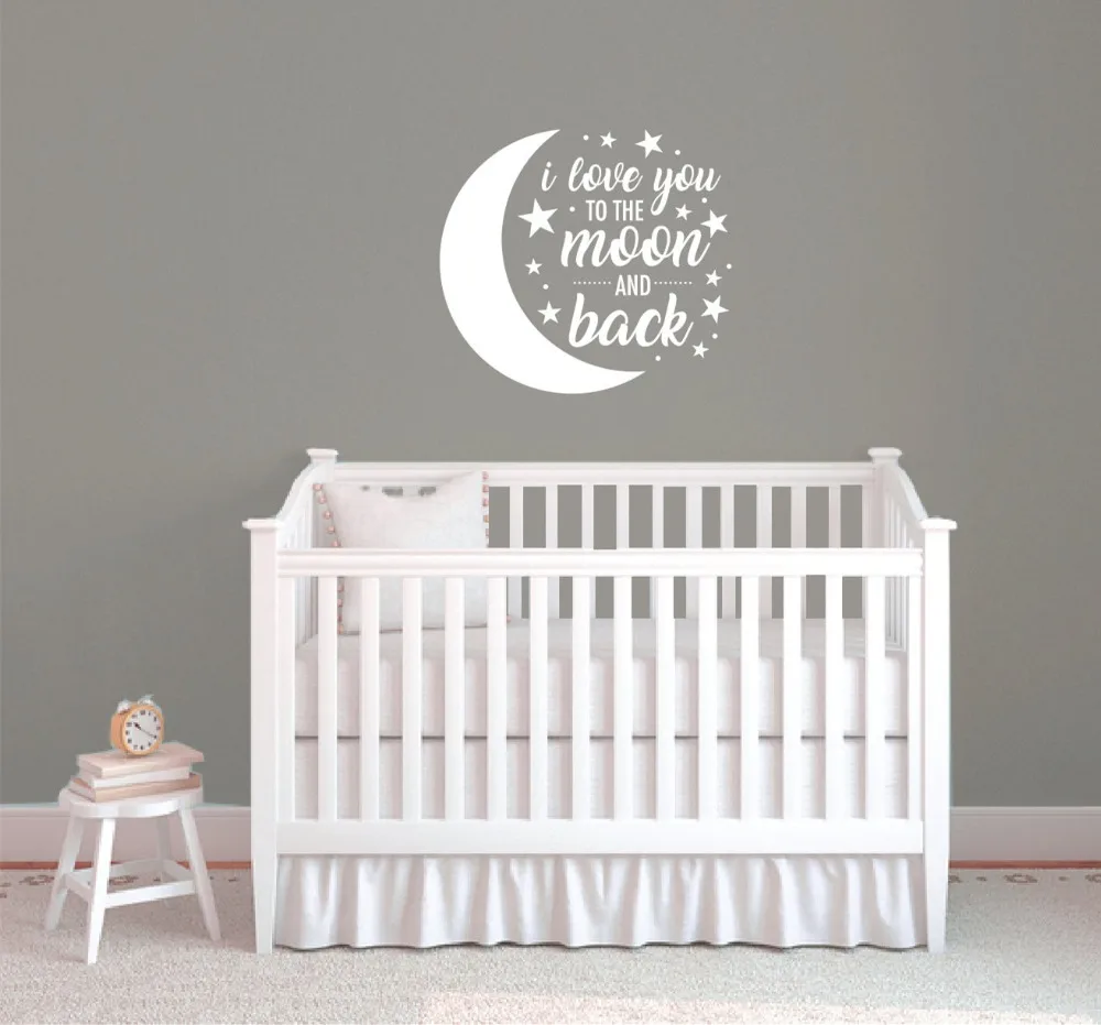 Цитата-Наклейка на стену I love you to the moon и back детские наклейки DIY для спальни детской