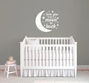 

Wall Quote Sticker I love you to the moon and back Baby Stickers DIY Bedroom Decals for Kids Nursery Room Decor Vinilos