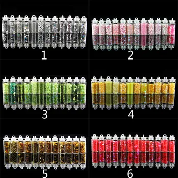 

The Same Color 12 Different Glitter Powder Heart/Star Nail Art Sequins Rhinestone Manicure Decorations Epoxy Resin Mold Filling