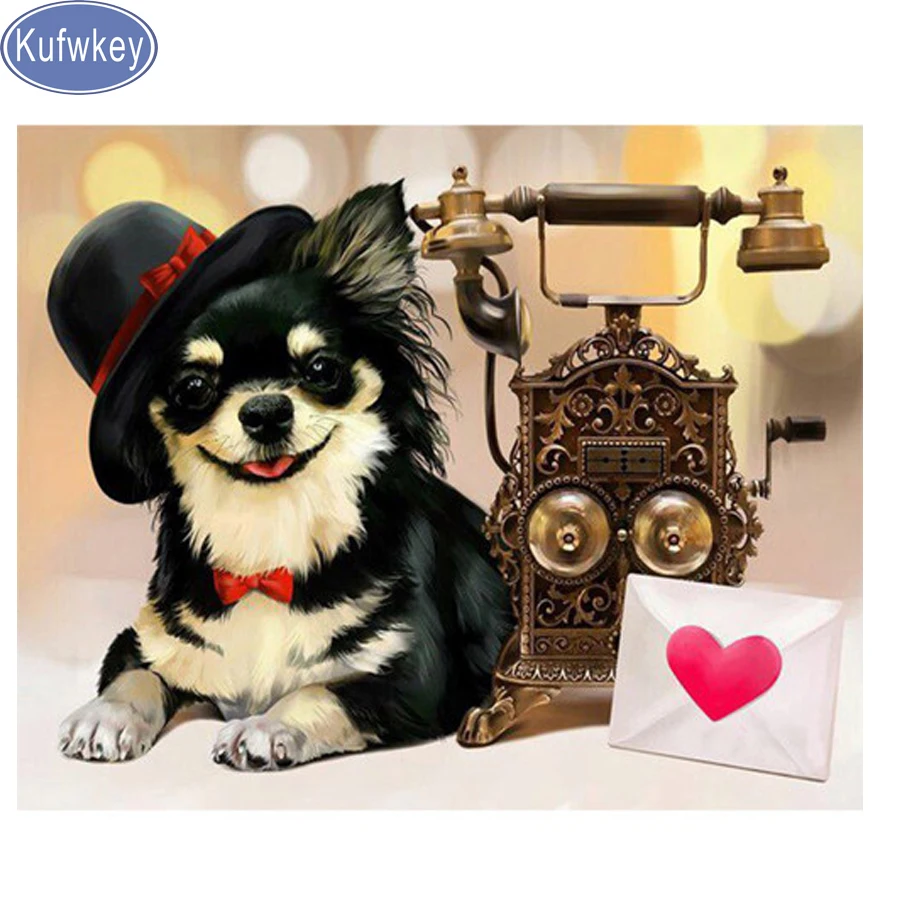 

Rhinestones of pictures Diamond Embroidery"black dog"Diy Diamond Painting cat stickers Full Area square drill animal pet decor