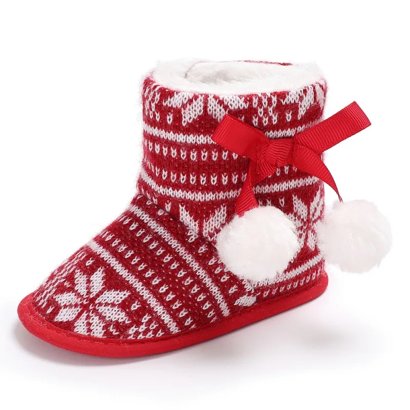 

Toddler Baby Boy Girl Warm Snow Boots Infant Kids Christmas Crib Shoes 0-18M Newborn Baby Gift Lovely Toddler Knitted Shoes