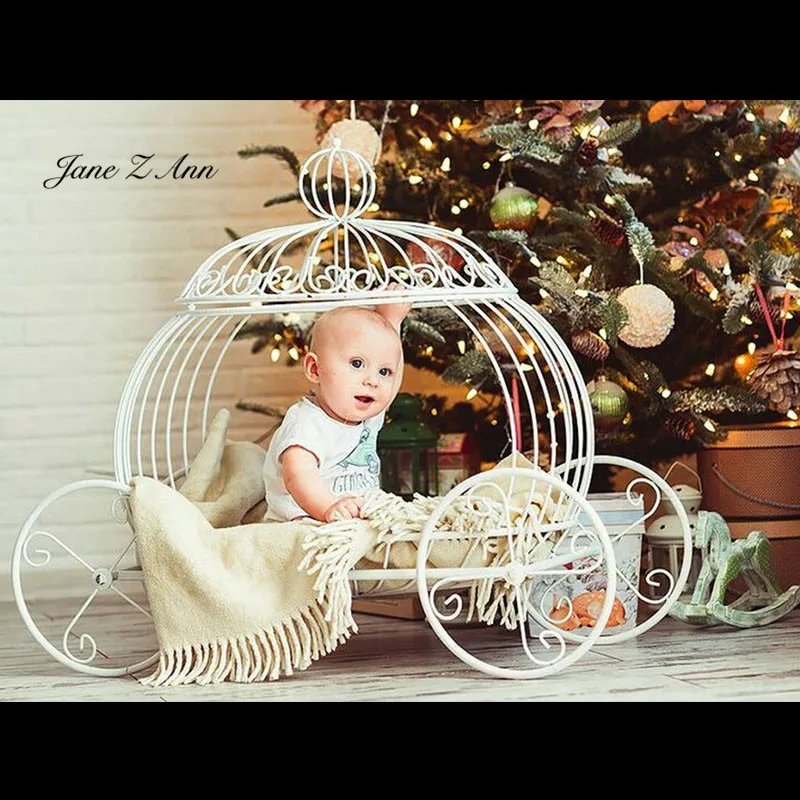 

Jane Z Ann Newborn Photography Props Baby Iron Princess Cinderella Carriage Prop Posing Pumpkin Car Poser Fotografia Photo Props