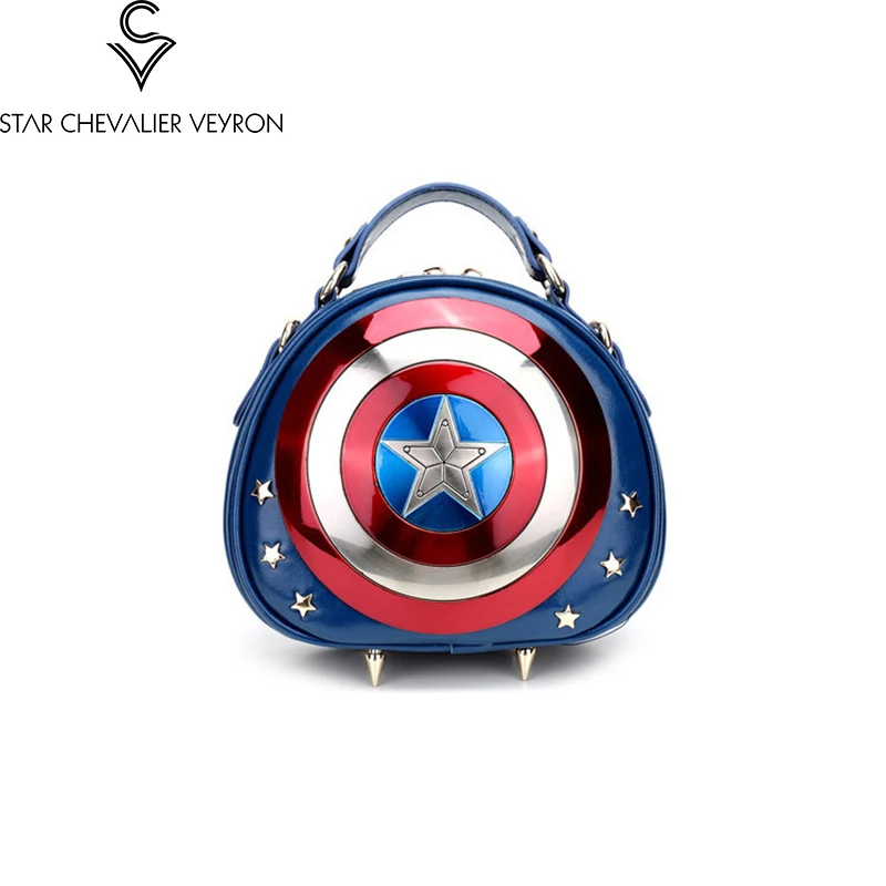 

2019 Avengers Captain America Shield Packet Mini Version Packet Portable Shoulder Women Messenger Handbags Quality Personality