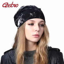 Geebro бренд Для женщин Сутулиться Шапка-бини Tie Dye Шапки Женские Череп шапочка Шапки для Для женщин вязаный женский шапка для Обувь для девочек dq002