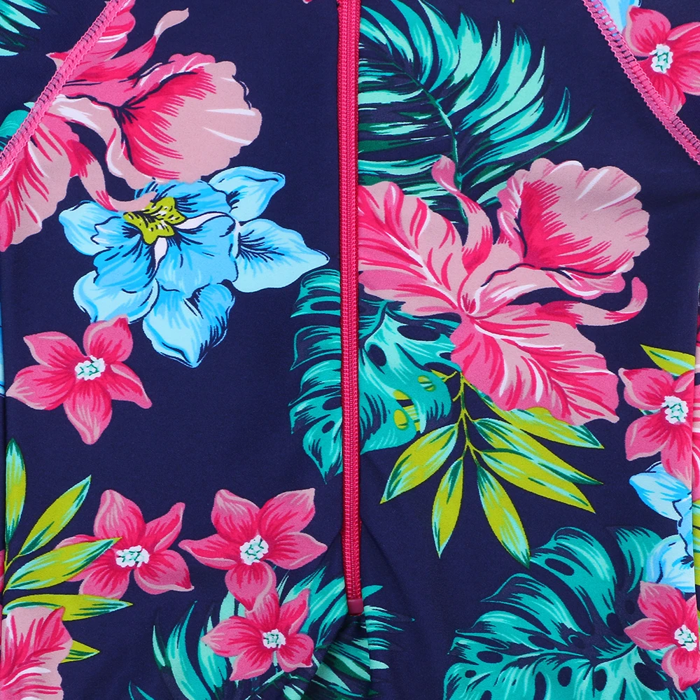 BAOHULU Navy Floral Baby Swimwear Long Sleeve UPF50+ Girls' Swimsuit One Piece Children Swimwear Toddler Bathing Suit Beachwear children swimsuit
