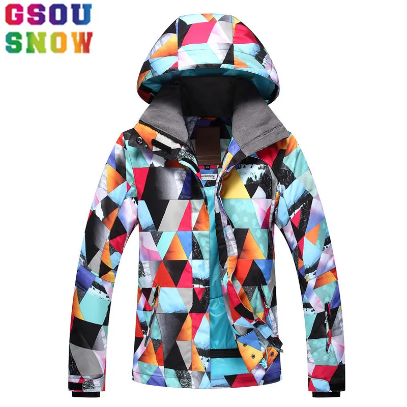 GSOU الثلوج العلامة التجارية سترة تزلج المرأة سترة على الجليد للماء رخيصة بدلة تزلج الشتاء في الهواء الطلق السيدات الرياضة الملابس جديد وصول