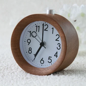 

1 PCS Wood clock creative wood alarm clock wood noctilucan beech alarm clock round type noctilucent sleepy student LU707150