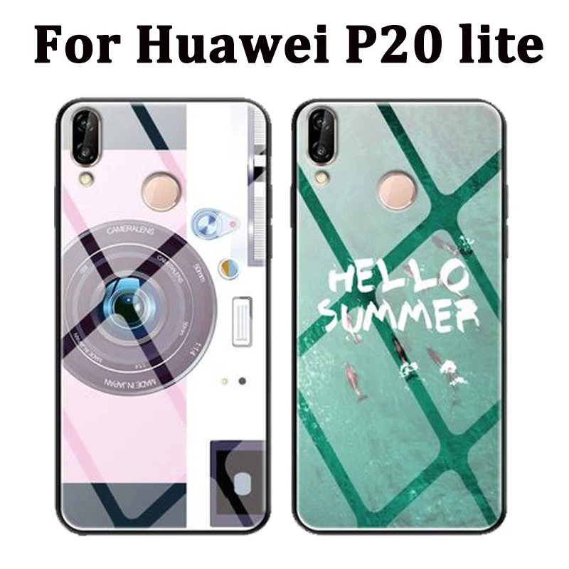 Закаленное Стекло окрашенные чехлы для huawei p20 lite задняя крышка Чехлы P 20 защитной