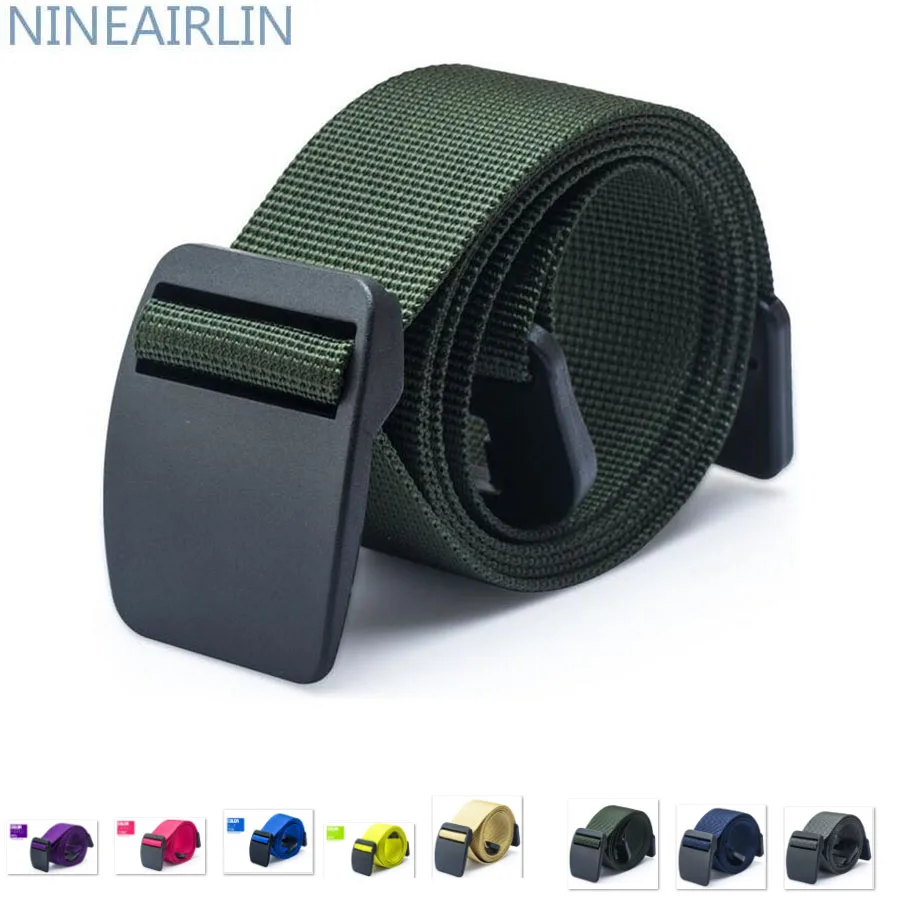110-125cm Length Unisex outdoor Sports Quick Dry Nylon Plastic Buckle Belt Waist anti allergy Super Thin Men jeans Belts Men