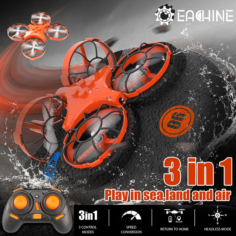  Eachine E016F 3-in-1 EPP Flying Air Boat Land Driving Mode Detachable One Key Return RC Quadcopter 