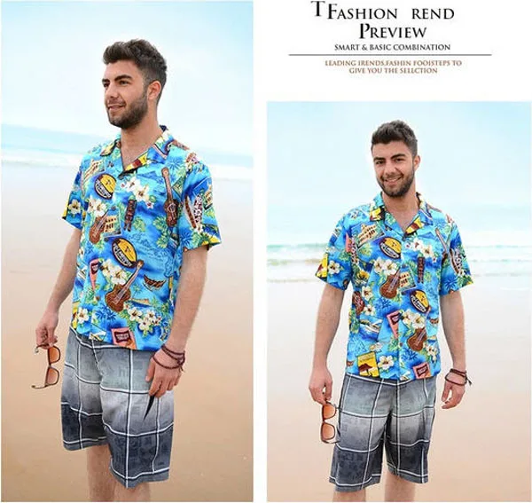 Camisa masculina para praia Clearance