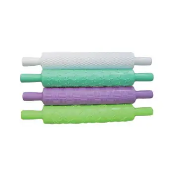 

ROSENICE 4pcs Portable Embossed Rolling Pin Fondant Cake Paste Gum Sugar craft Decorating Tool