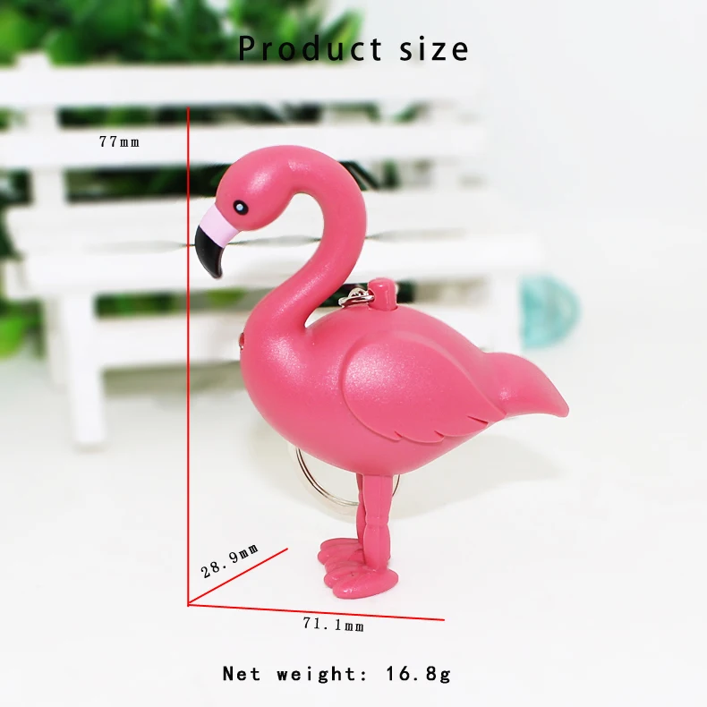 Cartoon Flamingo Led Keychain With Sound,flashlight Kid Gift Emergency