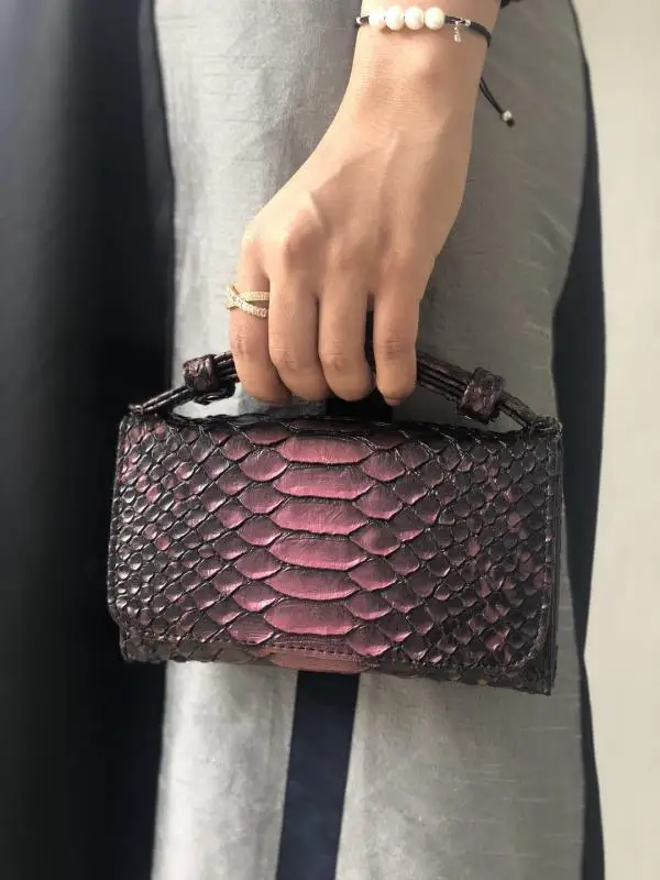 Snake Black Purple XMESSUN Bolsa Feminina, женская сумка из натуральной кожи, женская модная сумка на плечо, роскошные дизайнерские сумки-мессенджеры из кожи питона - Цвет: Snake Black Purple