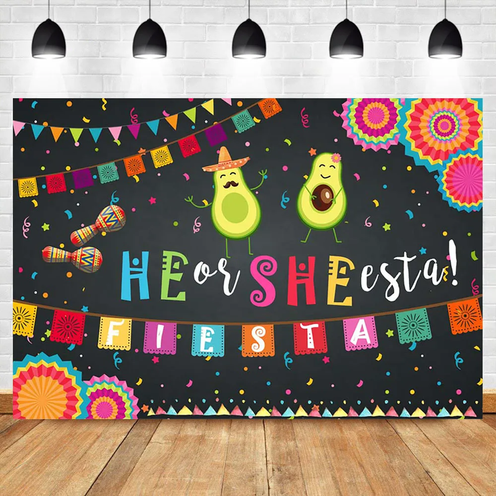 

NeoBack Mexico Theme Gender Reveal Photography Background Colorful Flag Paper Umbrella Baby Shower Party Photography Backdrops