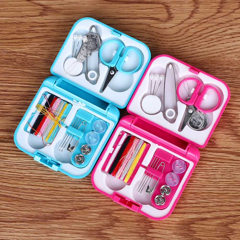 

Sewing Box Needle Threads Box Set Storage Box Portable Travel Scissor Thimble Buttons Pins Home Tools Travel Sewing Kit