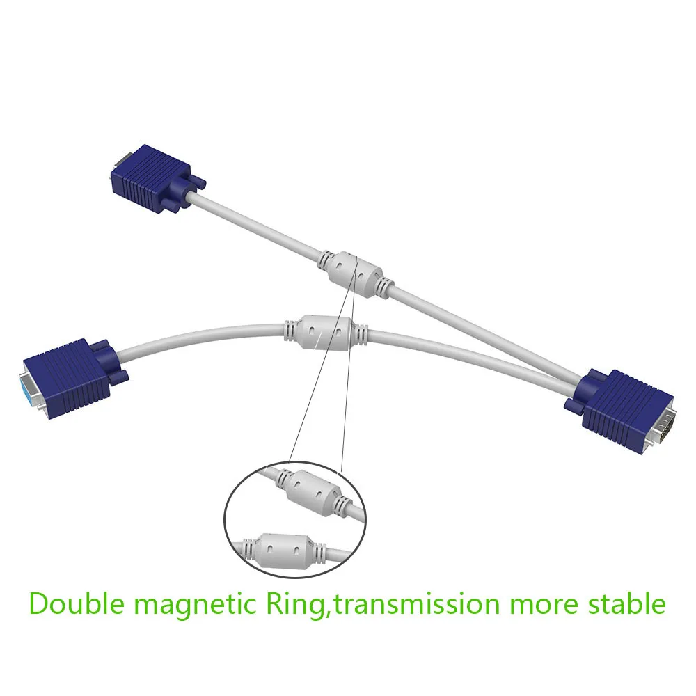 15 Pin 1 шт. к 2 монитор Двойной видео способ VGA SVGA расширение монитор разветвитель для кабеля VGA свинец HD 1080P для компьютера ПК ноутбука