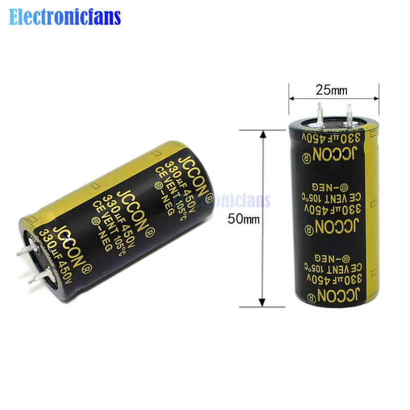 Diymore 450V 330uF 25X50mm алюминиевый электролитический конденсатор Высокочастотный
