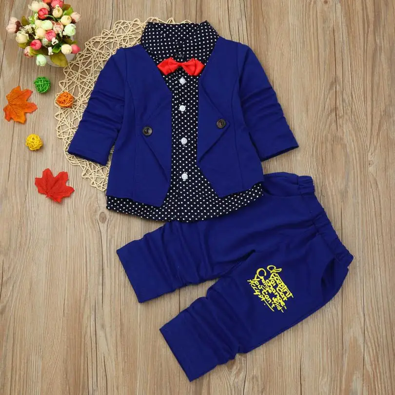 Двухцветный детский комплект одежды для маленьких мальчиков, праздничный костюм для крестин, свадьбы, смокинг, костюм с бабочкой нарядный джентльменский образ, 8 августа
