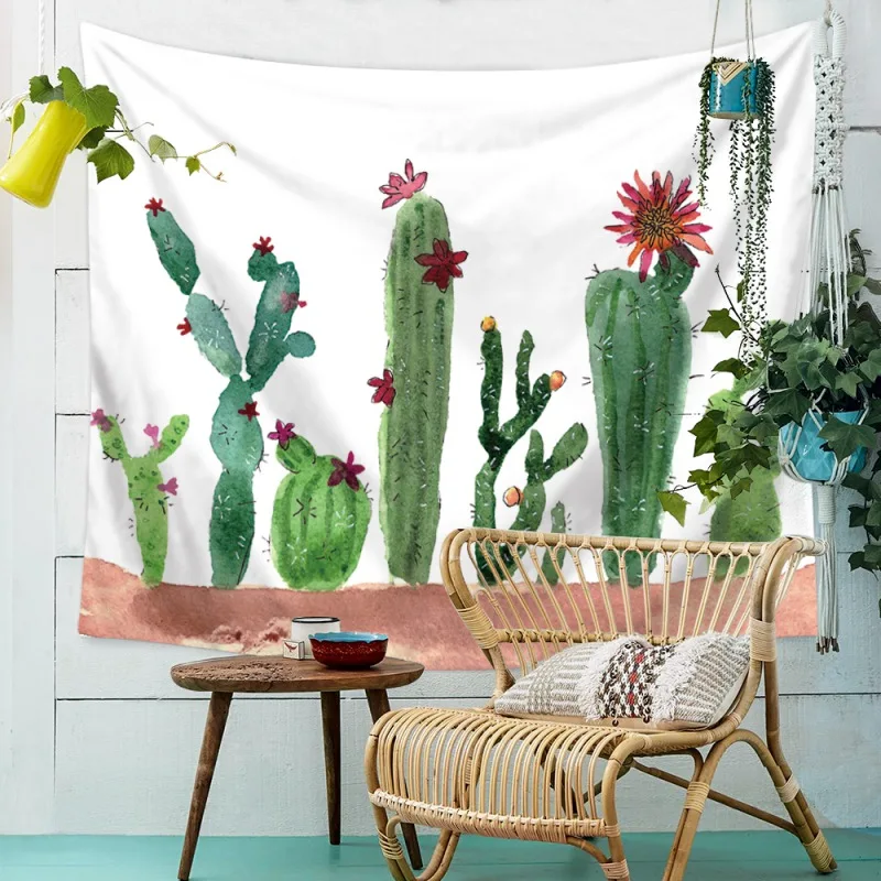 

Fashion Tapestry Green Cactus Style Pattern Decorative Cactus Watercolor Hanging Wall Tapestries Landscape chakra Home Decor