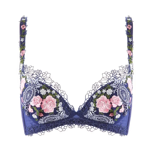 Realwill Red Sexy Comfort Bra Blue Flower Ladies Bra Without Wire Women