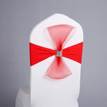 100 накидка на кресло шт. бант для свадебного торжества, рождественского банкета, декор для спандекса, Лайкровые повязки на стул эластичная лента для стула с большим бантом для свадьбы
