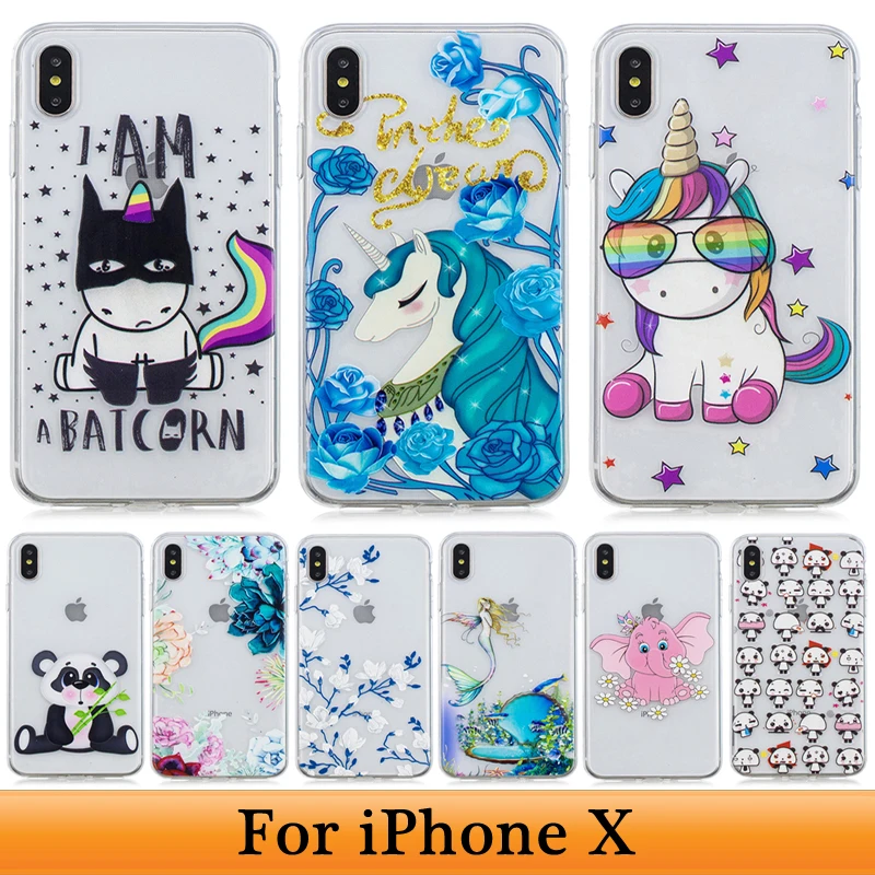 Phone Case For iphone X / iPhone 10 Luxury Original Cute Cartoon Accessories Transparent Back Cover iPhoneX Capa | Мобильные