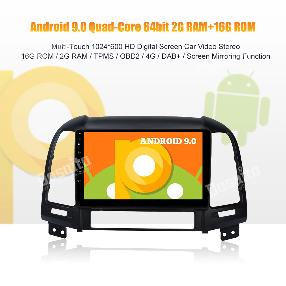 Cheap Android 9.0 Car 1 din Stereo  for Hyundai Santa Fe 2006 2007 2008 2009 2010 20112012  Car Radio Bluetooth 9"  Touch Screen 0