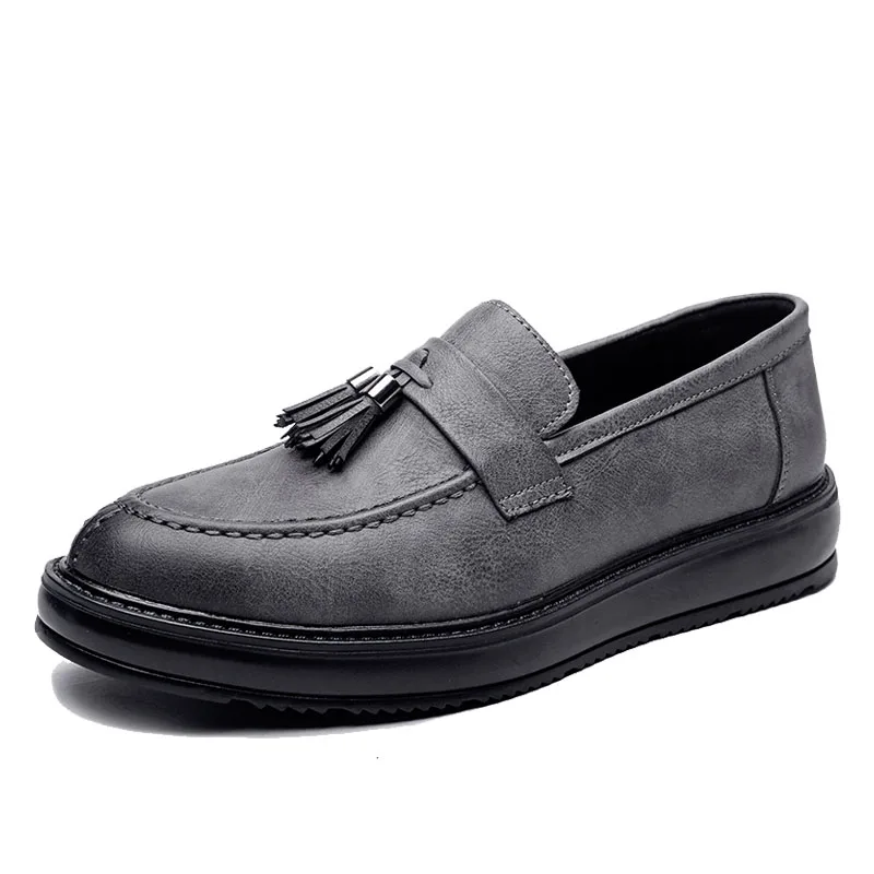DXKZMCM/Мужские модельные туфли; Роскошные брендовые Кожаные Туфли-оксфорды в деловом стиле; классические мужские деловые туфли - Цвет: Серый