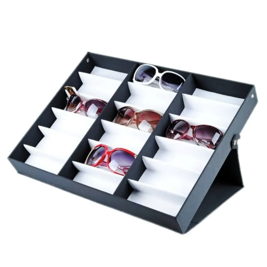 Luxury 18 Grid Sunglasses Display Tray , Eyewear, Jewelry Watches Accessories Display Organizer