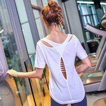 Белая, серая, фиолетовая Сексуальная Крестовая спинка, спортивные топы для спортзала, женская спортивная футболка с коротким рукавом, женская футболка для йоги, спортивный топ для фитнеса