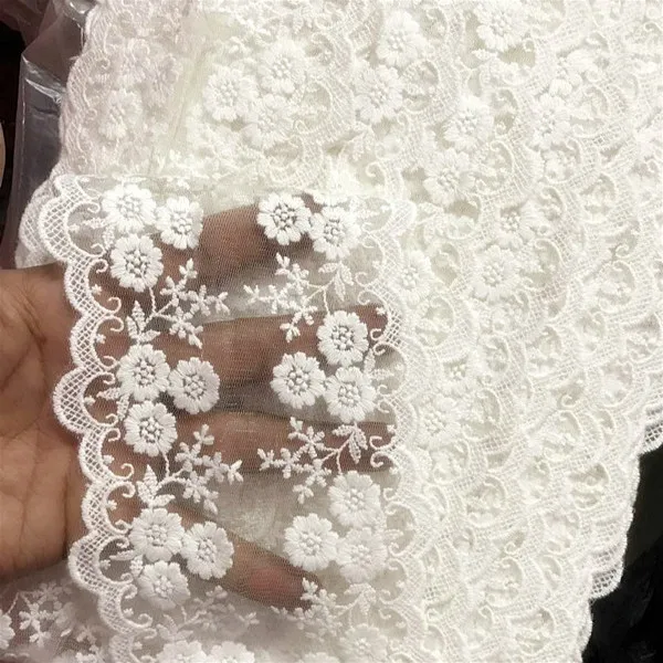 

Free Shipping Black/Off-white Cotton Daisy Embroidery Lace Trim Lace Fabric DIY Handmade DIY Clothes Accessories 11cm 5Yds/lot