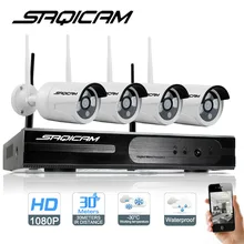 Saqicam 4CH мегапиксельная 1080P беспроводная уличная ip-камера, система ночного видения 30 м, 4 канала безопасности, HD сетевая IP NVR, Wifi комплект