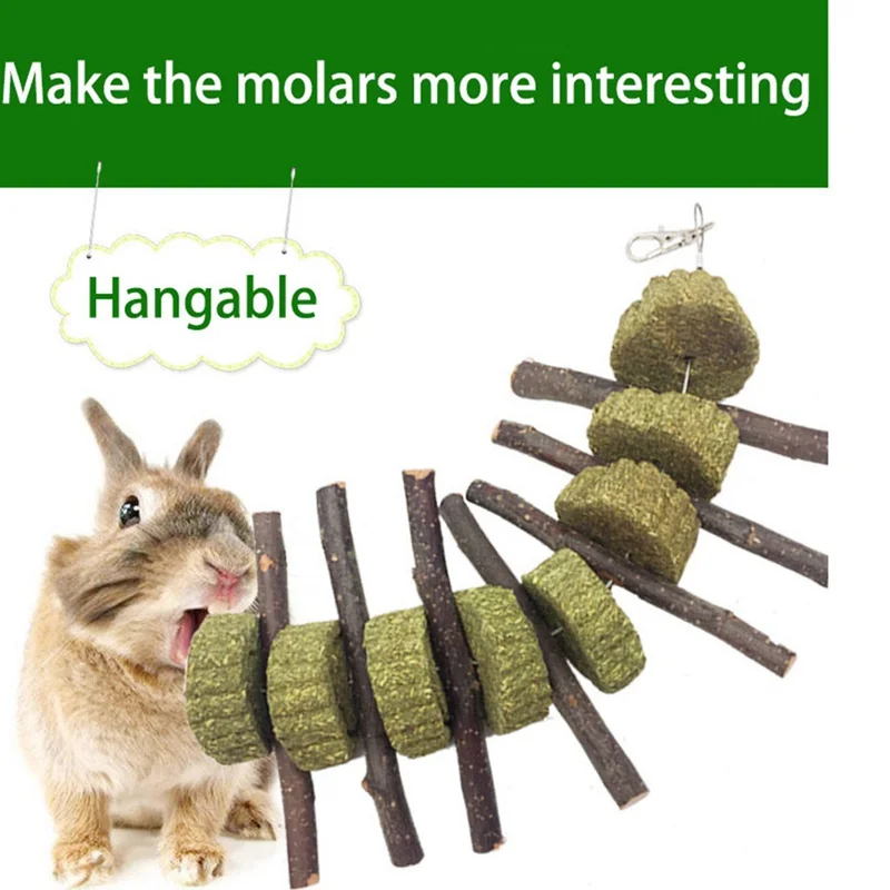 Кролик жевательные игрушки для зубов органические яблони деревянные палочки для кроликов морские свинки хомяки маленькие животные ПЭТ игрушечные закуски трава торт