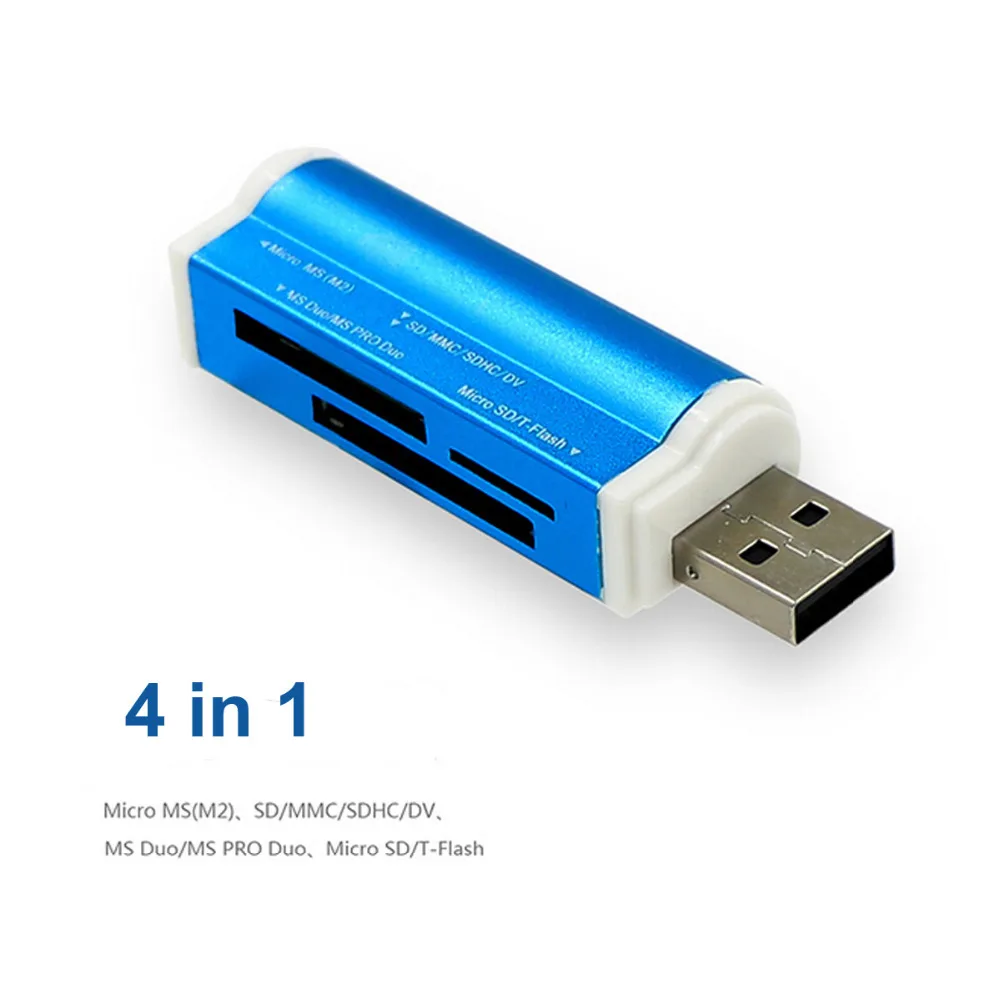 Горячая продажа 2018 Multi четыре в 1 Micro USB 2,0 Устройство чтения карт памяти адаптера для картридер 2 микро-sd TF M2 MMC MS PRO DUO Card Reader