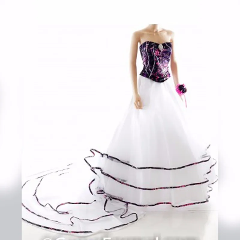 Crockoonboo возлюбленной перепачканная девушка камуфляжной расцветки, свадебные платья, многослойная Свадебные платья Толстовка камуфляжной расцветки с длинными сельской местности
