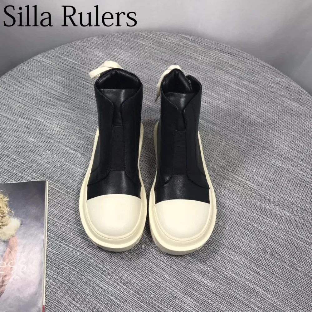 

Silla Rulers Fashion Thick bottom Flatform Shoes Real Leather Heel Lace Up Restore Ancient Ways Casual Shoes ankle boots woman